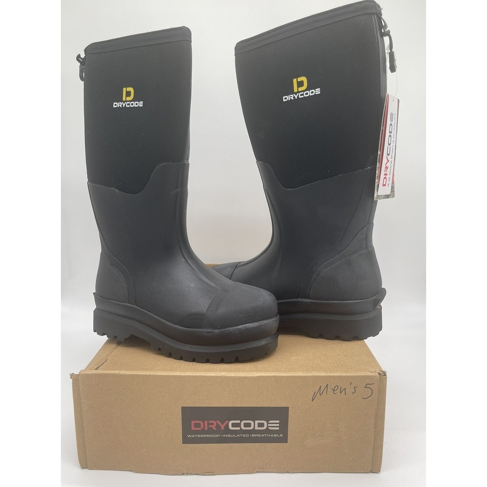 Drycode Rain Mud Waterproof Boots Size 5 Black Mens